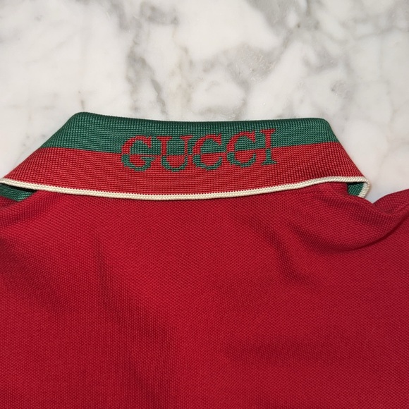 GUCCI BOYS POLO “GUCCI LOGO” COLLAR SHIRT 36M - Picture 7 of 8